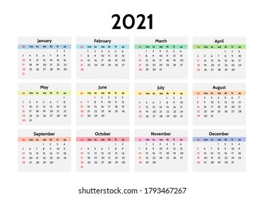 Calendar 2020 New Year Simple Style Stock Vector (Royalty Free) 1591462918