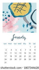 Calendar 2021 January. Abstract modern design. Editable template. Wall calendar planner template.Vector illustration