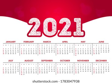 Calendar 2021. Calendar of the New Year 2021. Vector illustration for design.