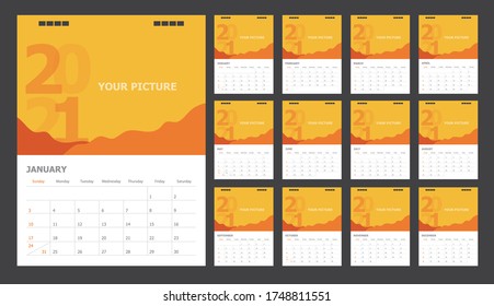 Calendar for 2021 orange background