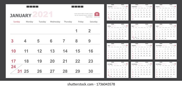 Calendar for 2021 pastel background