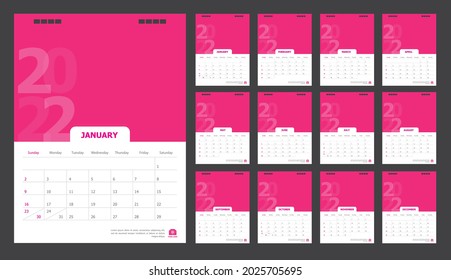 Calendar for 2021 pink background