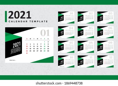 Calendar 2021 Professional design template. Use for printing and more