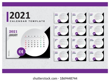 Calendar 2021 Professional design template. Use for printing and more