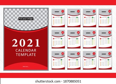 Calendar 2021 Professional design template. Use for printing and more