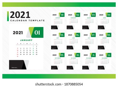 Calendar 2021 Professional design template. Use for printing and more