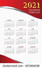 Calendar 2021 Professional design template