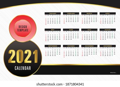 Calendar 2021 Professional design template