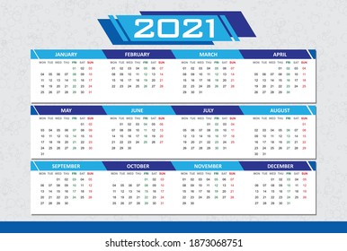 Calendar 2021 Professional design template