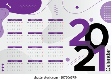 Calendar 2021 Professional design template