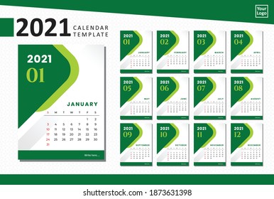 Calendar 2021 Professional design template. Green Design