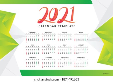 Calendar 2021 Professional design template.