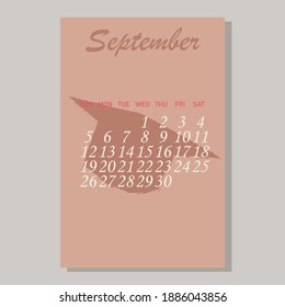 Calendar 2021 September vector design template