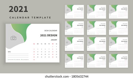 Calendar 2021, Set Desk Calendar template design