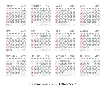 calendar for 2021 starts sunday, vector calendar design 2021 year