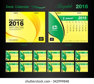 Calendar 2021 template, Desk Calendar 2016 Vector Design Template,Big set of Months, business calendar, business cover, Yellow cover, vintage design