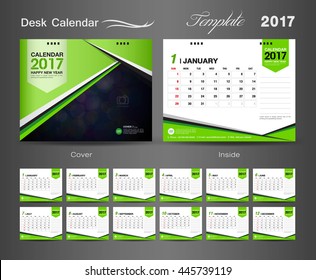 Calendar 2021 template, Desk Calendar 2017 Vector Design Template,Big set of Months, business calendar, business cover, Green cover, vintage design
