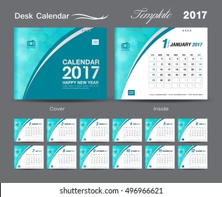 Calendar 2021 template, Desk Calendar 2017 Vector Design Template,Big set of Months, business calendar, business cover, Green cover, vintage design