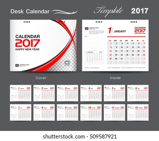 Calendar 2021 template, Desk Calendar 2017 Vector Design Template, Big set of Months, business calendar, Red cover design, vintage design, advertisement