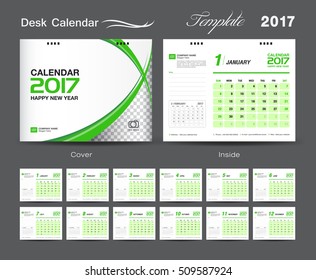 Calendar 2021 template, Desk Calendar 2017 Vector Design Template, Big set of Months, business calendar, Green cover design, vintage design, advertisement