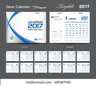Calendar 2021 template, Desk Calendar 2017 Vector Design Template, Big set of Months, business calendar, Blue cover design, vintage design, advertisement