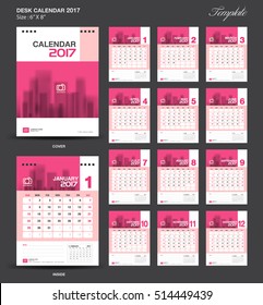 Calendar 2021 template, Desk Calendar 2017 Vector Design Template, Wall calendar template, Big set of Months, Pink cover design, vintage design, advertisement