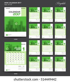 Calendar 2021 template, Desk Calendar 2017 Vector Design Template, Wall calendar template, Big set of Months, Green cover design, vintage design, advertisement