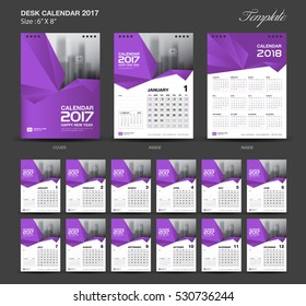 Calendar 2021 template, Desk Calendar 2017 Vector Design Template, Big set of Months, Wall calendar layout, Purple cover design, vintage design, advertisement