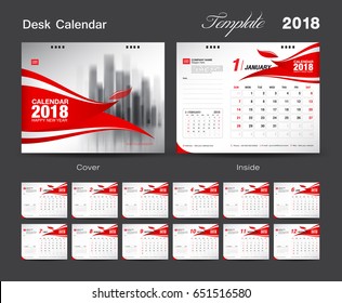 Calendar 2021 template, Desk Calendar 2018 Vector Design Template, Big set of Months, business calendar, Red cover design, vintage design, advertisement