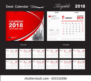 Calendar 2021 template, Desk Calendar 2018 Vector Design Template, Big set of Months, business calendar, Red cover design, vintage design, advertisement