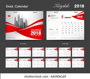 Calendar 2021 template, Desk Calendar 2018 Vector Design Template, Big set of Months, business calendar, Red cover design, vintage design, advertisement