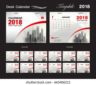 Calendar 2021 template, Desk Calendar 2018 Vector Design Template, Big set of Months, business calendar, White and red cover design, vintage design, advertisement