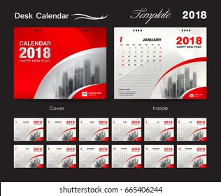 Calendar 2021 template, Desk Calendar 2018 Vector Design Template, Big set of Months, business calendar, Red cover design, vintage design, advertisement