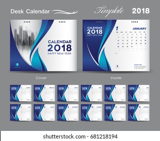 Diseño de plantilla de Calendario 2018, Diseño de portada púrpura, Conjunto de 12 meses, idea creativa, anuncio