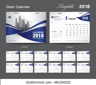 Calendar 2021 template, Desk Calendar 2018 Vector Design Template, Big set of Months, business calendar, Blue cover design, vintage design, advertisement, creative design