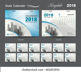 Calendar 2021 template, Desk Calendar 2018 Vector Design Template, Big set of Months, business calendar, Blue cover design, vintage design, advertisement, creative design