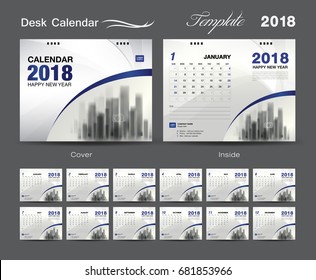 Calendar 2021 template, Desk Calendar 2018 Vector Design Template, Big set of Months, business calendar, Blue and white  cover design, vintage design, advertisement, creative design