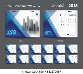 Calendar 2021 template, Desk Calendar 2018 Vector Design Template, Big set of Months, business calendar, Blue cover design, vintage design, advertisement, creative design