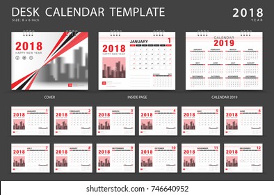 Calendar 2021 template, Desk calendar 2018 template. Set of 12 Months. Planner. Week starts on Sunday. Stationery design. advertisement. Vector layout. red cover. business brochure flyer. 