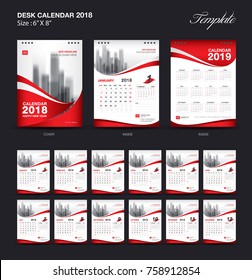 Calendar 2021 template, Desk Calendar 2018 Vector Design Template, Big set of Months, Wall calendar, Red cover design, vintage design, advertisement, creative design