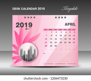 Calendar 2021 template, Desk Calendar 2019, APRIL Month, Desk Calendar Template vector design, pink flower concept, creative idea, advertisement, business flyer, polygonal background