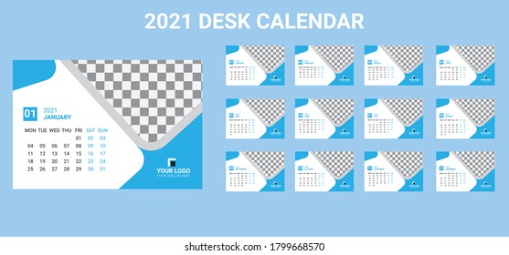 Diseño de plantilla de Calendar 2021, calendario anual de 12 meses establecido en 2021, fondo rojo, folleto de negocios, medios de impresión, publicidad, plantilla de diseño simple, ilustración vectorial
