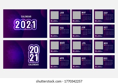 Calendar 2021 template layout design vector ready to print and easy to editable
