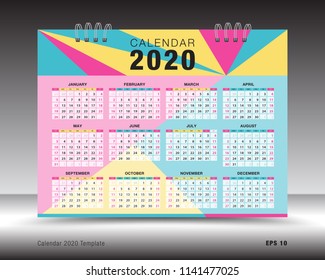 Calendar 2021 template layout, Desk calendar 2020 design, blue business brochure flyer, print media, advertisement, Simple design template, wall calendar, vector