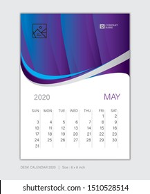 Calendar 2021 template, MAY 2020 template, Desk Calendar for 2020 year, week start on sunday, planner design, wall calendar, stationery, business printing, vertical vector eps10 