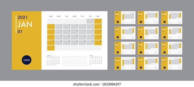 Calendar 2021 template planner vector diary in a minimalist style