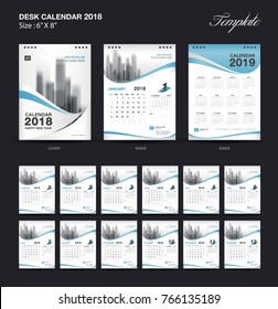 Calendar 2021 template, Set Desk Calendar 2018 template design, White cover, Set of 12 Months, Week start Sunday,  wall calendar design, vintage design, advertisement, creative design