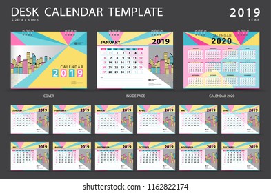 Calendar 2021 template, wall calendar 2020, Set Desk calendar 2019 template. Set of 12 Months. Planner. Week starts on Sunday. Stationery. advertisement. Vector layout. yellow cover design