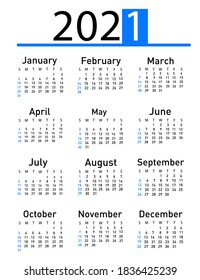 Calendar for 2021 vector illustration