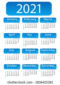 Calendar for 2021 vector illustration